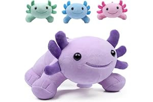 DYBFONO Axolotl Plush Toy, 10.8” Soft Cute Axolotl Stuffed Cotton Plush Pillow Kawaii Salamander Animal for Boys Girls Kids Gift (Purple)