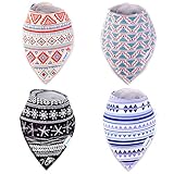 Baby Bandana Bib by Bambinio - Set of 4 Premium, High Absorption Drool Bibs - Unisex Design for Boys and Girls - Adjustable Size - Best Baby Shower Gift