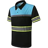 HoliSecure Safety Shirts for Men,High Reflective Men Polo Shirts with Pocket,Short Sleeve Workwear Breathable