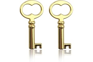 LLHHS KY-18 Hollow Skeleton Key - Antique Gold Hollow Barrel Skeleton Key - Perfect Alternative for Vintage and Modern Furniture (2 Pieces)