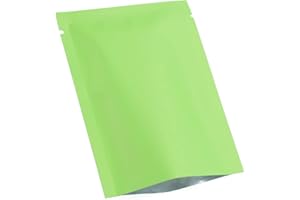 QQ Studio 100 PCS Metallic Mylar Foil Open Top Sealable Bags (7x10cm (2.7x3.9"), 100x Green)