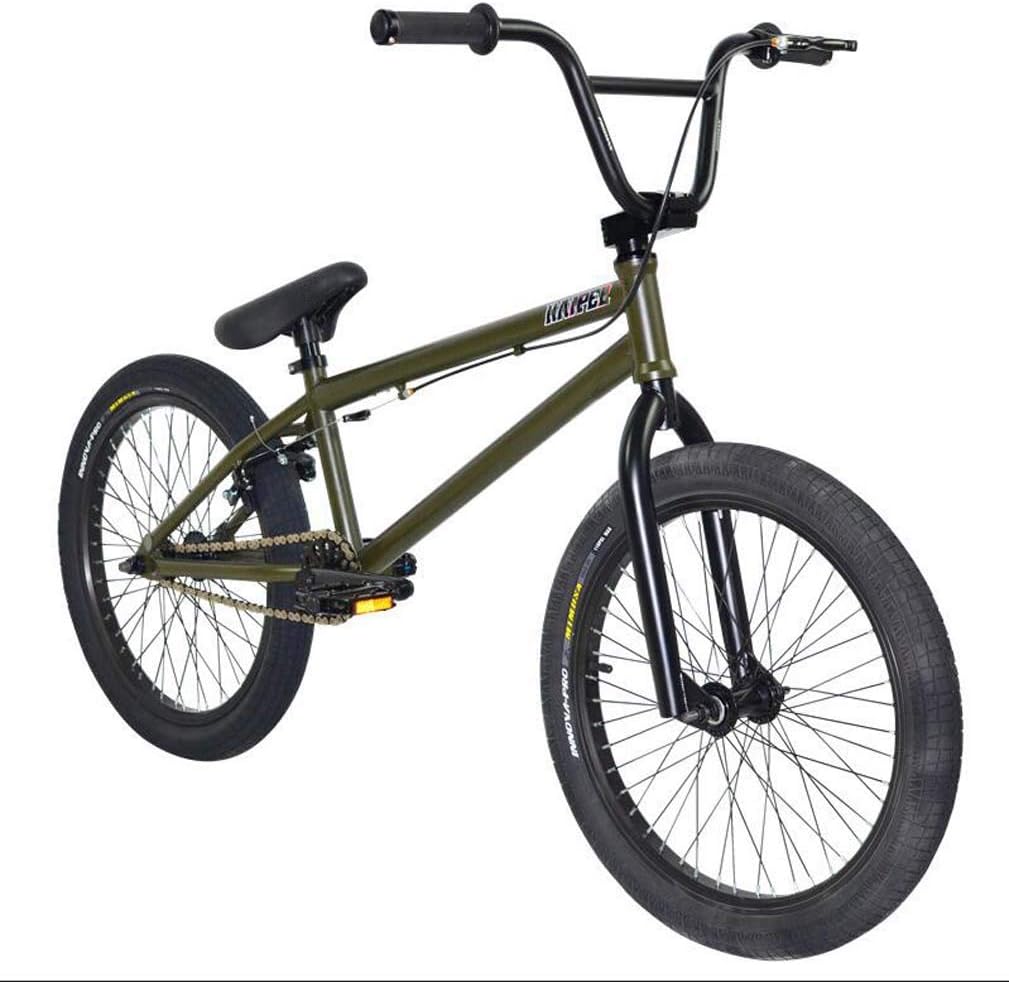 SWORDlimit 20" Freestyle BMX Bike for Beginner To Advanced Riders, High-Strength Chrome-Molybdenum Steel Shock-Absorbing Frame, 25X9t BMX Gearing, U-Shaped Brake Design(Army Green)
