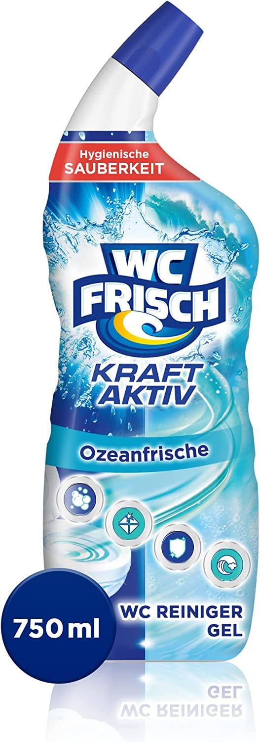 WC FRISCH WC Reiniger Gel Ozeanfrische (750 ml), WC Reiniger mit Lufterfrischer-Effekt, Toilettenreiniger sorgt für hygienische Frische, mit 4-fach Aktivstoff-Kombination 2