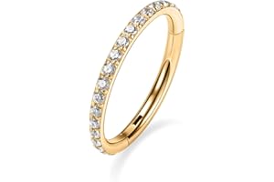 AROWRO CZ Hinged Hoop Ring 20G 18G 16G 5/6/7/8/9/10/12mm Opal Surgical Steel Conch Daith Rook Cartilage Tragus Helix Earrings Septum Clicker Ring Nose Piercing Jewelry