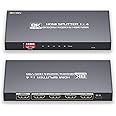 8K HDMI Splitter 1 in 4 Out 4K@120Hz 8K@60Hz HDMI 2.1 Splitter, Supports HDCP 2.3, EDID, HDMI Audio Out, for PS5/PS4, Xbox, Fire Stick, Blu-ray Player, Hue Sync Box