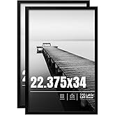 LaVie Home 22.375x34 Picture Frame 2 pack, Display Pictures 22.375 x 34 Puzzle Frame, 22.375x34 Black Photo Frame with HD Ple