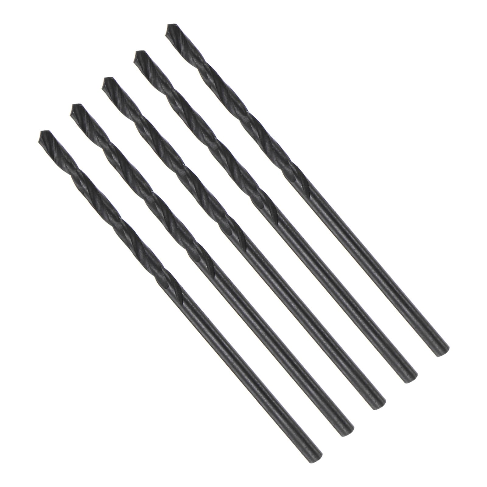 CoCud Twist Drill Bits, 1.5mm Cutting Diameter 0.06" Shank, High-Speed Steel Black Oxide Coating Jobber Bit Set (Applications: for Metal Wood Plastic), 5-Pieces