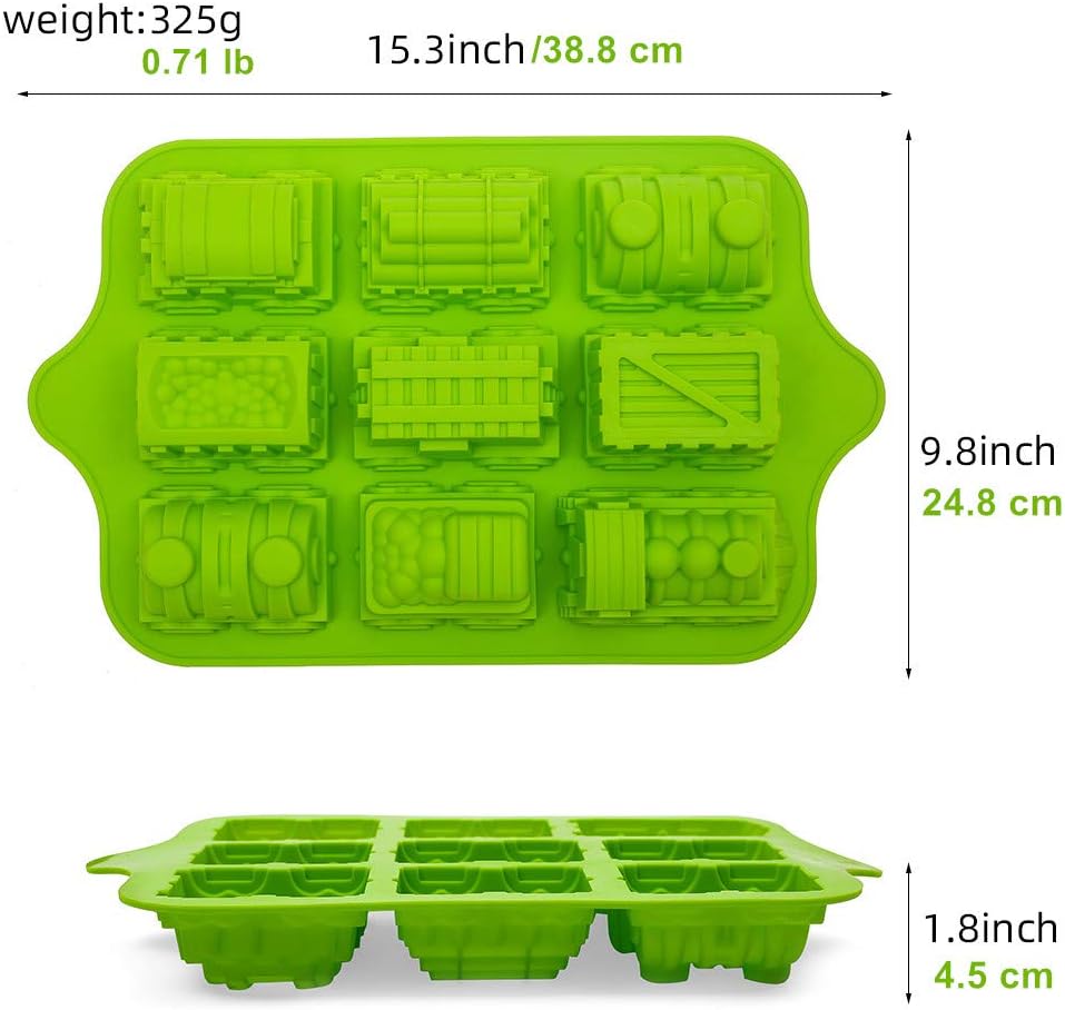 3D Cartoon Train Mould Liners, Green - Image 3