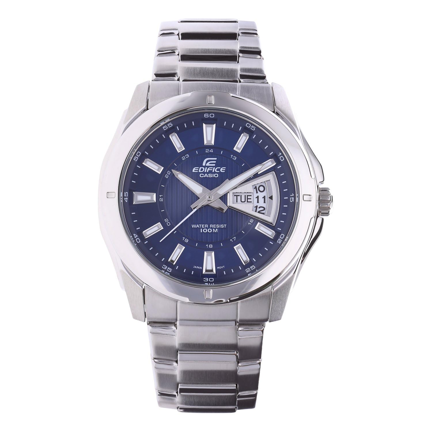 Casio Herrenarmbanduhr, massives Edelstahlgehäuse und Armband, 10 BAR