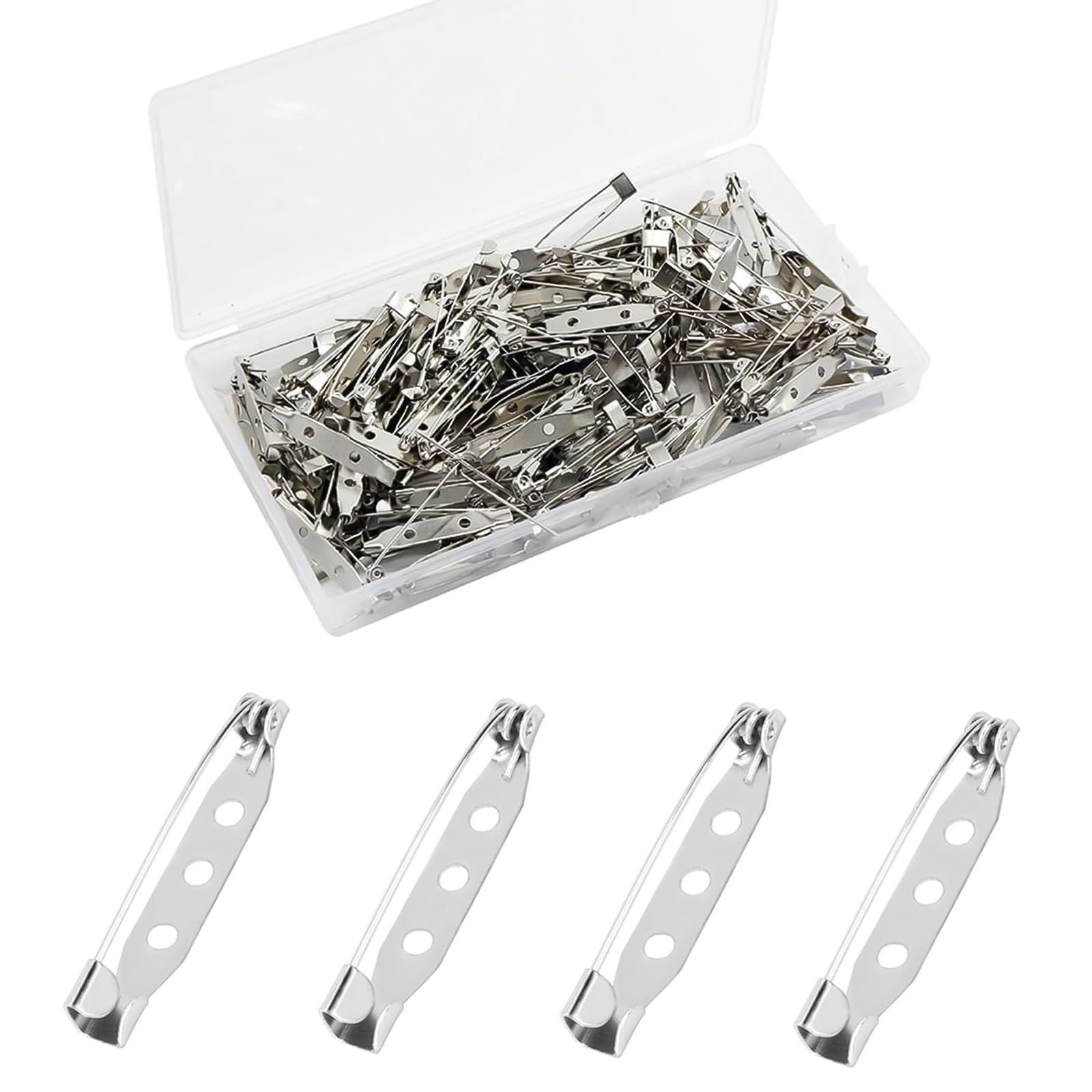 50 Pcs Bar Pins, Safety Brooch Clasp Pins, Locking Pin Backs for DIY Crafts, Badges, Name Tags, Broochs, Hat Arrangements, Corsages, Jewelry(32mm)