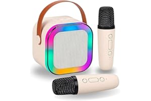 Karaoke Infantil Portátil LED Bluetooth Com 2 Microfones Sem Fio