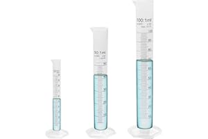 OKULAB 3 Pcs Plastic Graduated Cylinder Set, 3 Sizes 10ml 50ml and 100ml, PP Material Measuring Cylinders with Hexagonal Base and Blue Printed Graduation,MCPS3A1