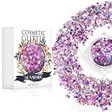 Purple Fairy - Iridescent Cosmetic Glitter, Chunky Glitter Festival,Shining Makeup Glitter for Beauty Makeup Face Body Hair Nails