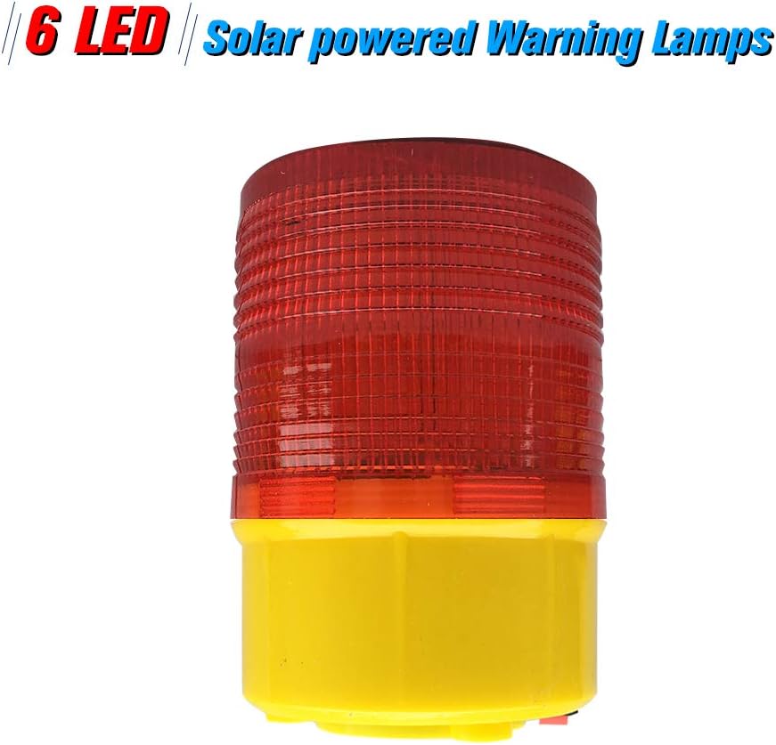 Cigopx Solar Warning Lights 6pcs Leds Red Light Solar-powered Warning Lamps Obstruction Lamp/Beacon Light/Traffic Warning Lights/Tower Crane Warning Light//Marine Lamp