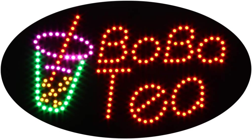 Bubble Tea Open Sign for Business, Super Bright Electric Advertising Display Board for Cafe Boba Juice Tea House Shop Store Window Bedroom Decor (HSB0482)