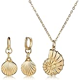 Cunno Summer Halloween Women Mermaid Costume Jewelry Set Seashell Necklace Gold Shell Seashell Earring Mermaid Accessories
