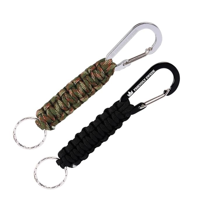 The Friendly Swede Paracord Schlüsselanhänger 2er-Set mit Karabinerhaken Schlüsselbänder für Outdoor, Survival, Camping - Tol