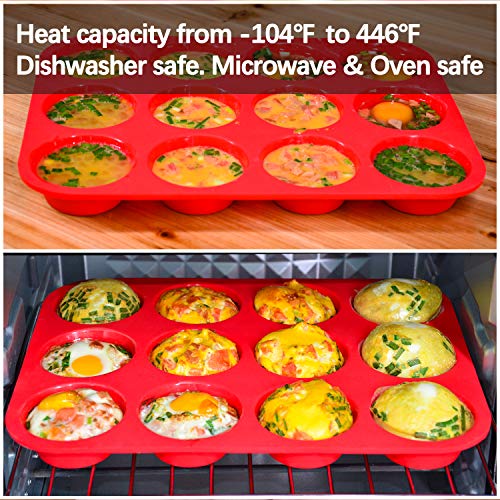Silicone Muffin Pan Set - Regular 12 Cups Muffin Molds, Non-stick BPA Free Best Food Grade Silicone Molds, Pack of 1