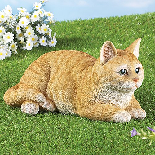 Pretty Tabby Cat Outdoor Garden Statue, Sculpture