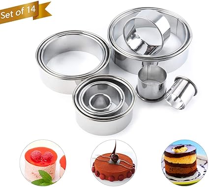 Amazon Hinmay ラウンドクッキービスケットカッター サークルペストリードーナツドーナツカッターセット ラウンドクッキーカッター サークルベーキングメタルリング型 14個パック Hinmay クッキー型 通販