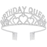 AOPRIE Silver Birthday Tiara and Crown for Women - Queen Headband With Rhinestone Crystal Decor