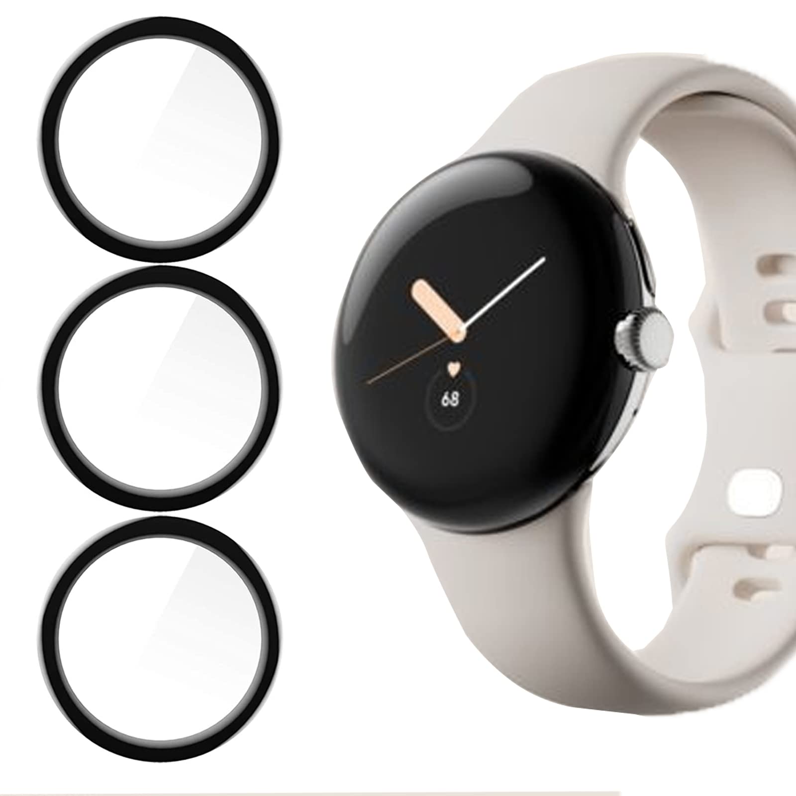 Compatible for Google Pixel Watch 2 Screen Protector, [3 Pack] Blueshaweu 3D Full Coverage Screen Protector Film Compatible for Google Pixel Watch/Pixel Watch 2 (3 pack)