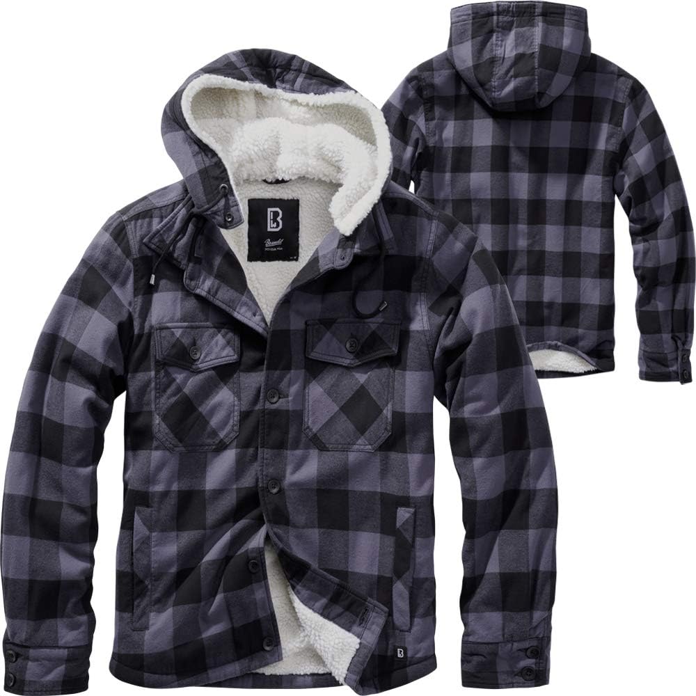 Brandit Hooded Lined Lumberjack Jacket black/charcoal 5XL Amazon