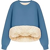 Flygo Women's Winter Fleece Sherpa Lined Sweatshirt Crewneck Pullover Long Sleeve Thermal Warm Thick Heavyweight Tops