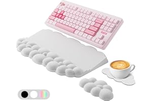 LOMIL Ergonomic Wrist Rest for Keyboard and Mouse, Soft Memory Foam Cloud Keyboard Stand Pad with Wrist Rest Set with Non-Slip Silicone Base, Easy Typing, Pain Relief, Comfort for Office, Work, Gaming