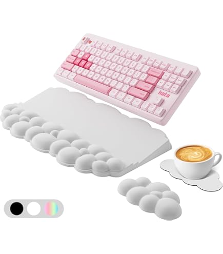 MEGREZ Ergonomic Memory Foam Wrist Support Set - Desk Pad & Keyboard Wrist Rest Sunset Sky