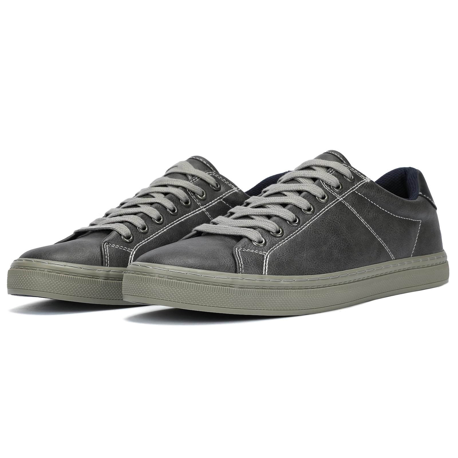 Men's Fashion Sneakers PU Leather Stylish Casual Dress Shoes for Men Gray Size US 9.5