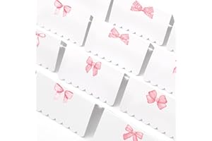 Whaline 80Pcs Pink Bow Place Cards 2 x 3.5 Inch Watercolor Tented Cards 8 Designs Blank Seat Assignment Card for Party Table 