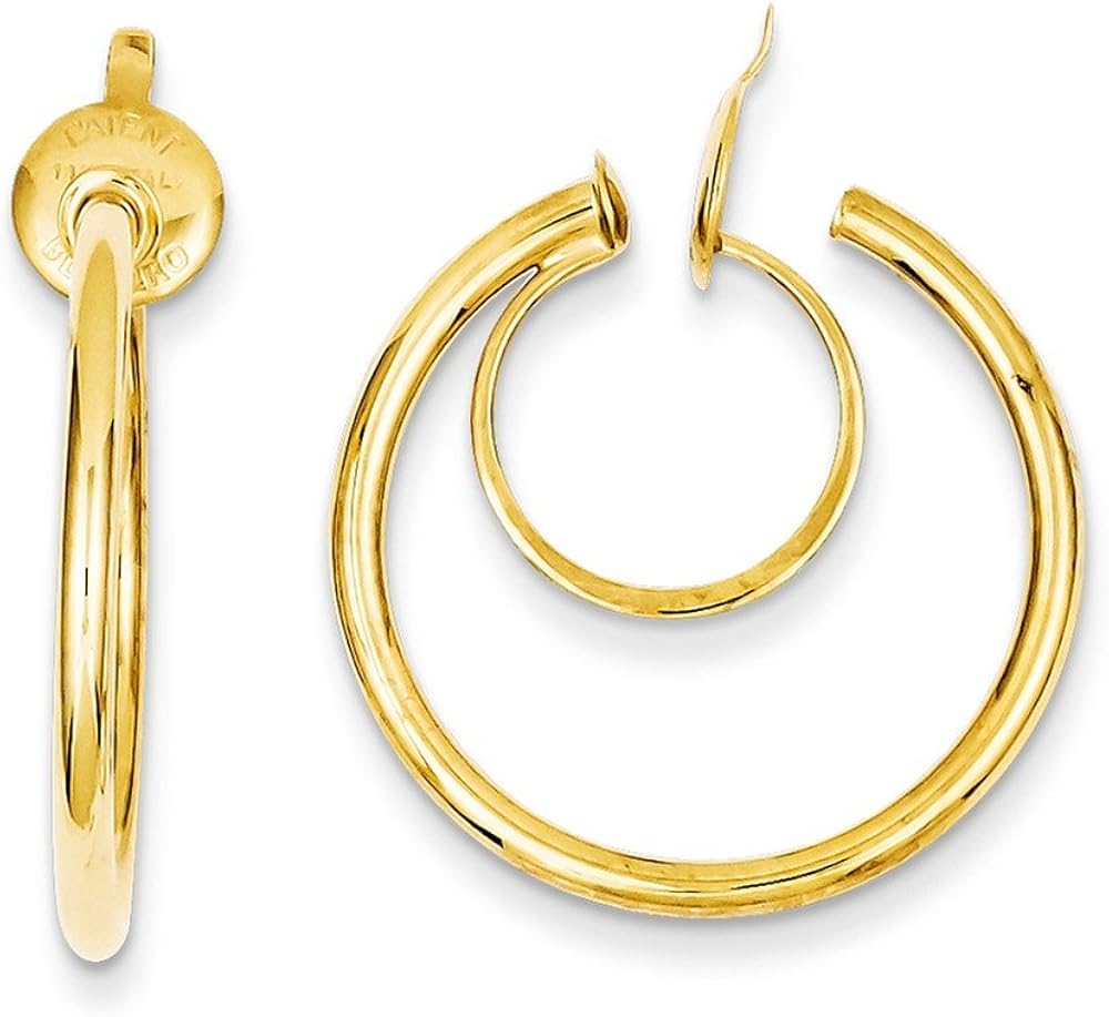 14k Nonpierced Hoop Earrings, Best Quality Free Gift Box