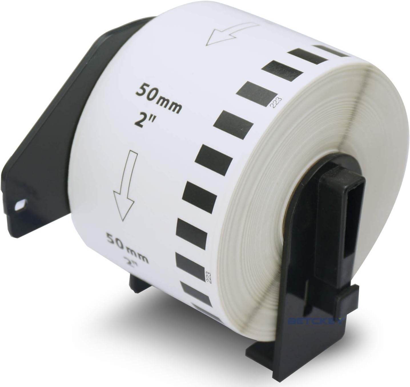 BETCKEY - Compatible DK-2223 Continuous 2" x 100'(50mm x 30.48m) Replacement Labels, Compatible with Brother QL Label Printers [1 Rolls + Refillable Cartridge Frame] : Office Products
