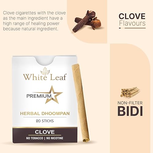 White Leaf Ayurvedic and Herbal Long Filtered Bidi Smoke 20 Bidi Sticks |  100% Nicotine Free, 100% Tobacco Free to Quit Smoking (20 Sticks) in Saudi  Arabia