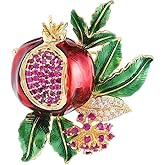 Shejuety luxurious pomegranate flower women brooch inlaid with cubic zirconia exquisite enamel fruit ruby and green leaf design backpack badge jacket hat dress anti light pin birthday jewelry gift