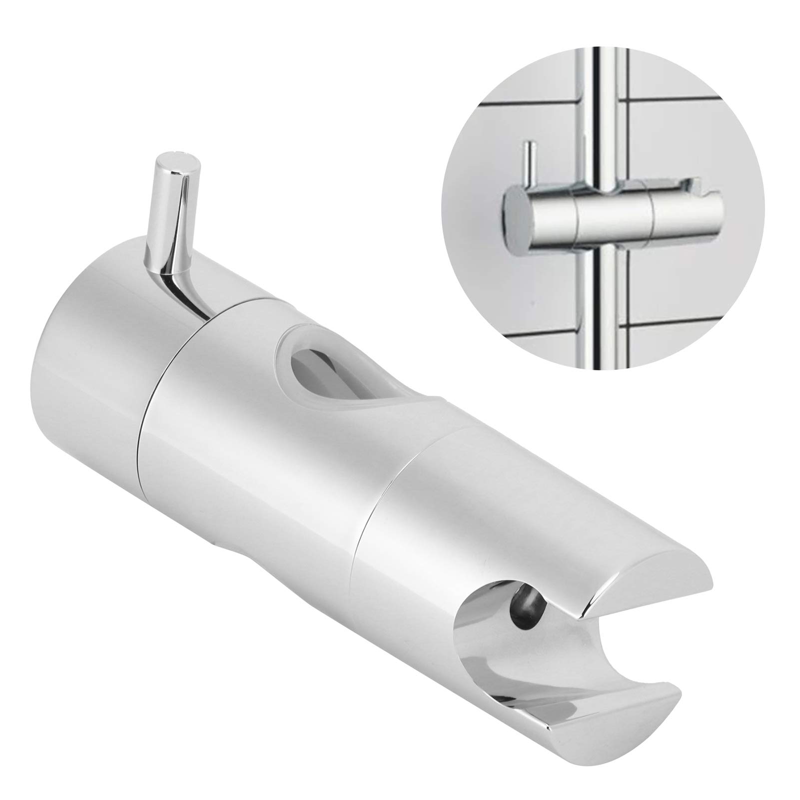 Tomotato Adjustable Shower Head Holder, 24mm Hand Shower Bracket Replacement Drill-free Mounted Rail Shower Head Holder