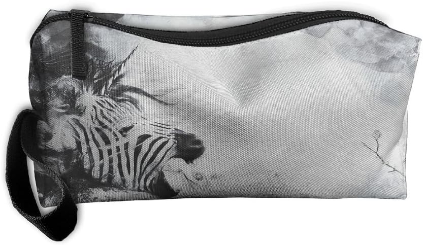 Kla Ju Portable Pencil Bag Purse Pouch Zebra Painting Art Stationery Storage Organizer Cosmetic Holder
