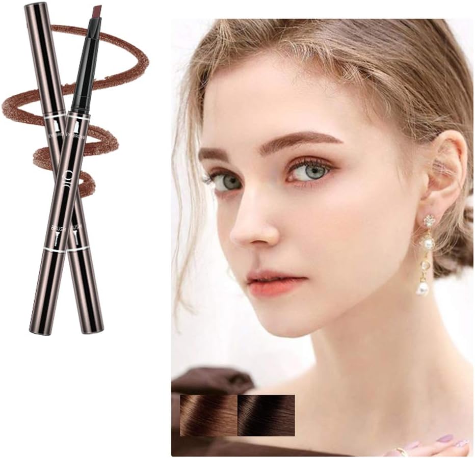 3D Eyebrow Pencil, Longlasting Durable Liner Eyebrow Non-marking Eyebrow Pencil Brow with Brush for Girls 2 PACK