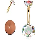 AROWRO G23 Titanium Belly Button Ring Hypoallergenic Belly Rings Internally Threaded Belly Button Piercing 14G 8-14mm Navel Piercing Jewelry with Round Cubic Zirconia