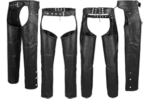 ARD CHAMPS ARD Motorcycle Leather Chaps Pants Biker Cowboy Riding Racing Black Genuine Leather Chap
