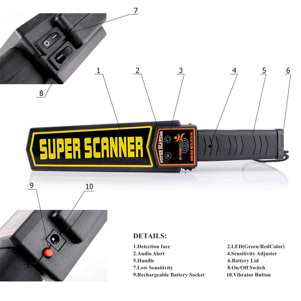 Star earby alta sensibilidad Handheld Detector de metales portátil ...