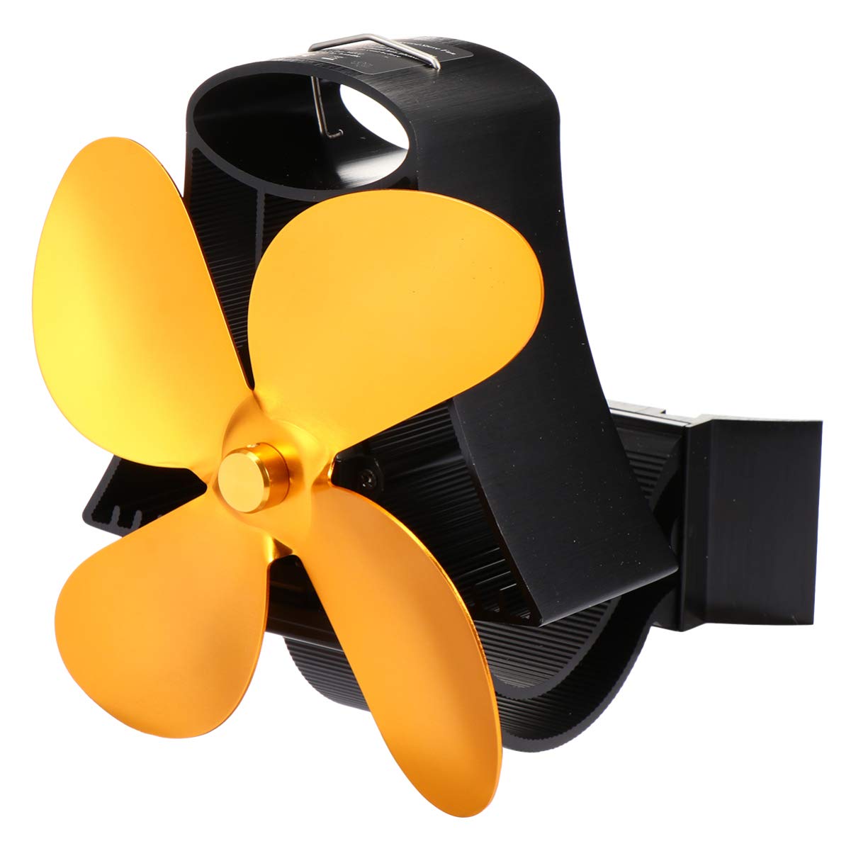 Mini Fireplace Stove Fan 4 Heat Powered Stove Fan Burner for Small Space Wood Log Burner Fireplace (Golden)