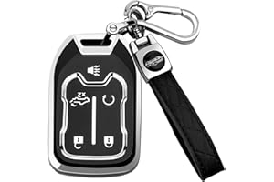 XIYANG TRADE for GMC Key Fob Cover with Keychain，Key Case Shell TPU Full Protection Compatible with GMC Chevy Acadia Sierra Terrain Silverado 1500 2500HD 3500HD (Black, 5 Button)