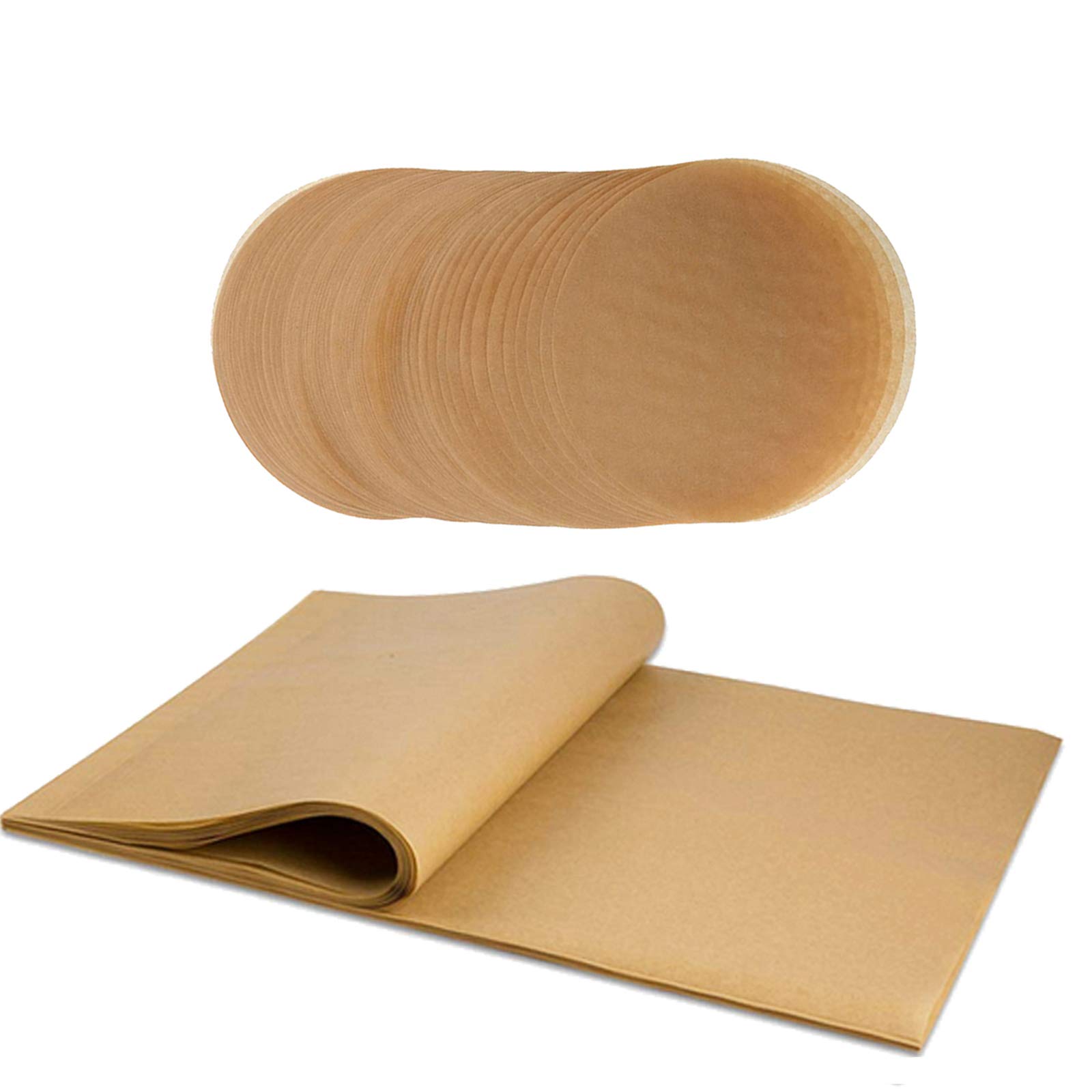Baking Parchment Paper Rounds and Rectangle,200 Pcs Non-Stick Precut Baking Paper Sheets,Perfect for Baking Grilling,Steaming Bread, Patty Separating,Air Fryer Liners and More