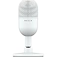 Razer Seiren V3 Mini USB Microphone: Condenser Mic - Supercardioid Pickup Pattern - Tap-to-Mute Sensor with LED Indicator - Shock Absorber - Ultra Compact - PC, Discord, OBS Studio, XSplit - White