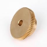 CNBTR Yellow Brass Gear Shaft 6mm Hole 31mm Outer Dia 60T Gear Wheel 0.5 Modulus view 3