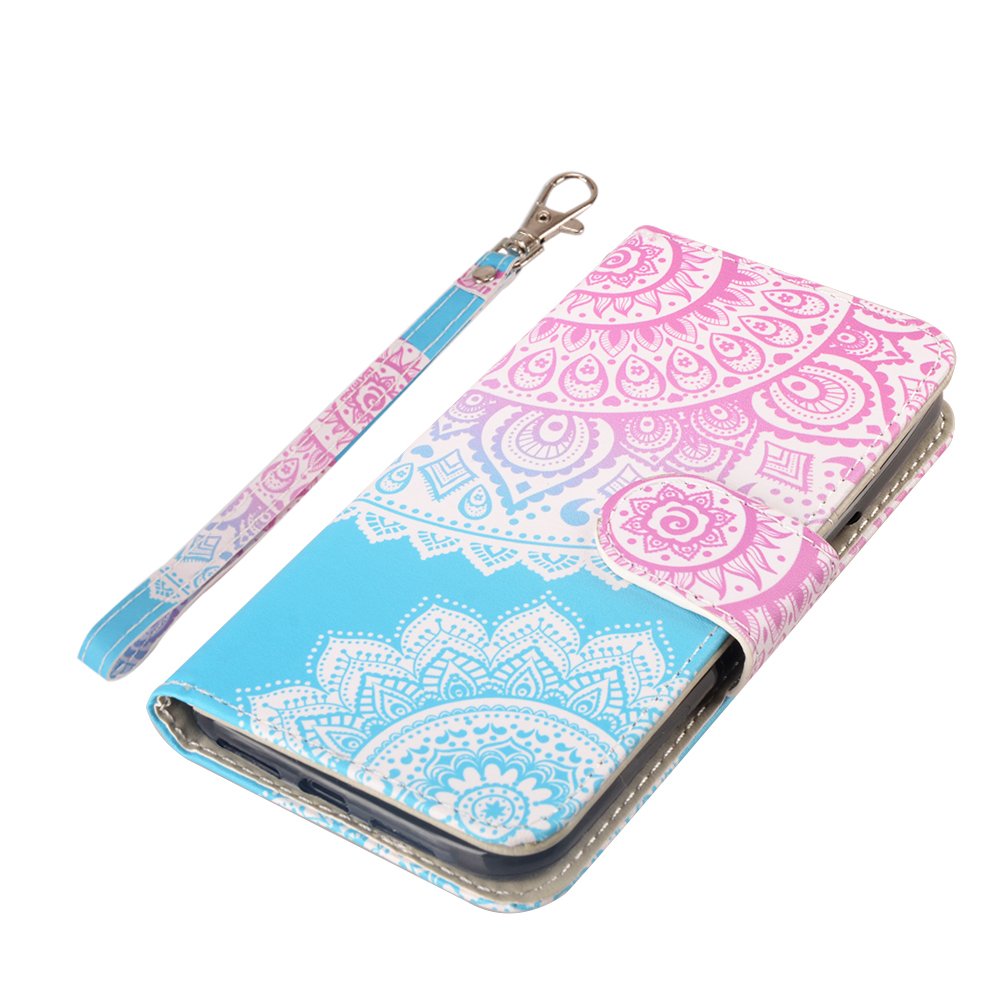 iPhone X Case, MagicSky iPhone X Wallet Case, Premium PU Leather Wristlet Flip Case Cover with Card Slots & Stand for Apple iPhoneX - Mandala