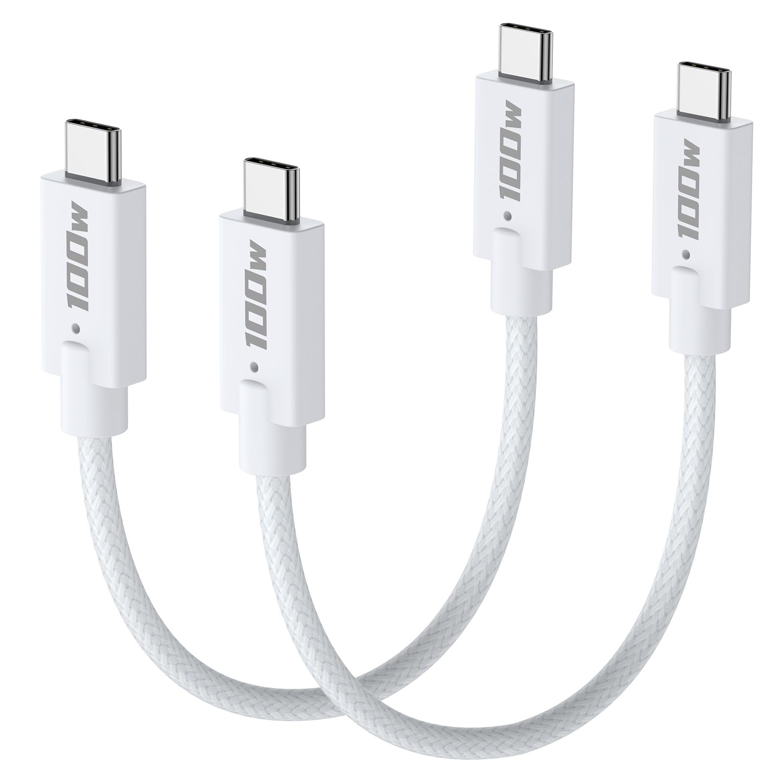Photo 1 of 100W USBC to USBC 1ft 2Pack Short USB C to USB C Cable 5A Fast Charging Braided Type C to C Charger Cord for iPhone 16 15 Pro Max, Samsung Galaxy S24 S23 S22, LG, PS5