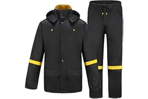 Ourcan Rain Suits for Men Classic Rain Gear Waterproof Rain Coats Hooded Man's Rainwear Fishing Rain Jacket and Rain Pants
